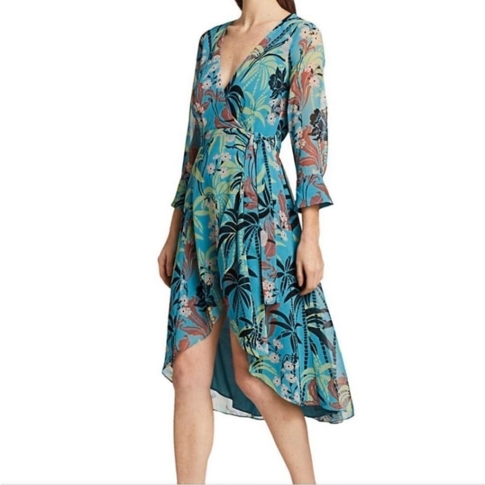 Bailey 44 Olympia‎ Floral High-Low Wrap Dress size large NWT